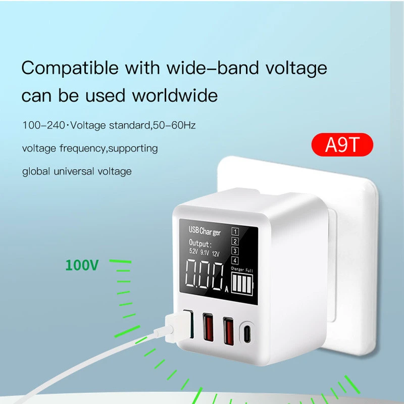 30W 4 Port Quick Charge 3.0 USB Charger with LED Display